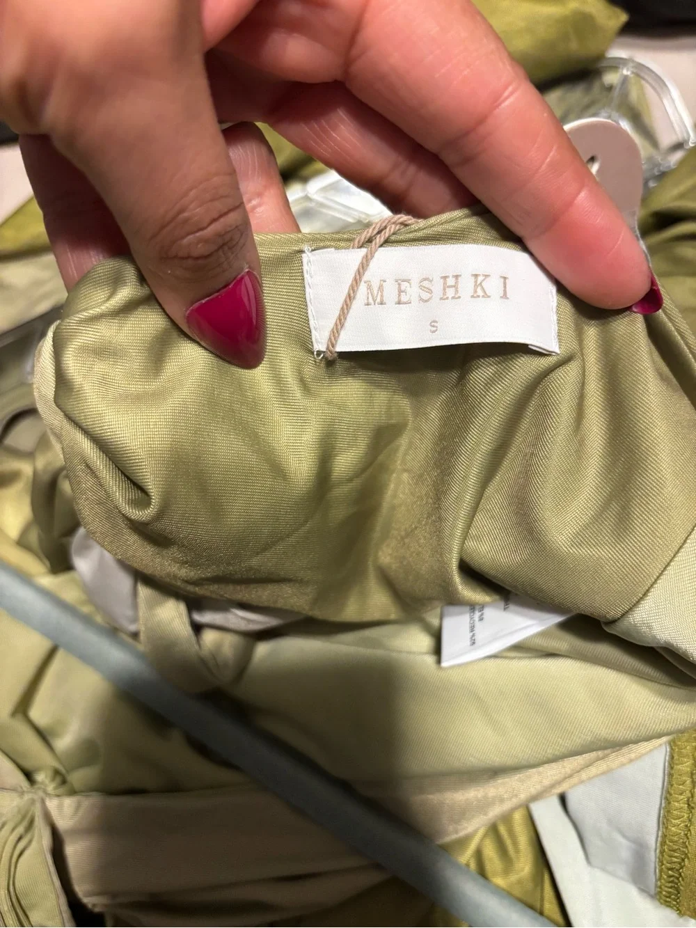 Meshki Bronwyn Halter Crop Top & Ruched Maxi Skirt Set in Ombré Vintage Olive